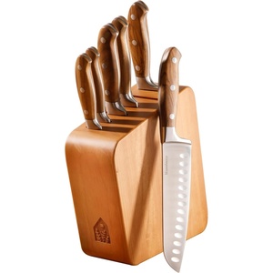 image:imageBloomhouse 35 Inch German Steel Paring Knife WWalnut Wood Forged HandleKnife Block Set Olive Wood