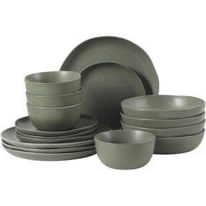 image:imageGibson Elite Liberty Bay 16Piece Pottery Clay Stoneware Dinnerware Set  Mint Green Reactive Glaze Stackable Plates and Bowls WPasta Bowl Service for 4  Microwave amp Dishwasher SafeGreen Menlo Park