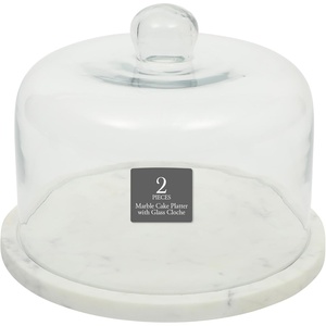 image:imageGibson Elite Ridgehaven 10 Marble amp Wood Cake Stand Serving Platter Charcuterie Board and Center Piece Home Dcor With Glass LidMarble w Glass Lid