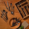 image:imageBloomhouse  Two Time Oprahs Favorite Things Winner  20 Piece Stone Washed Flatware 1810 Stainless Steel Silverware Cutlery Utensil Set With Acacia Wood Caddy  Service for 4Black