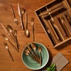 image:imageBloomhouse  Two Time Oprahs Favorite Things Winner  20 Piece Stone Washed Flatware 1810 Stainless Steel Silverware Cutlery Utensil Set With Acacia Wood Caddy  Service for 4Rose Gold