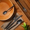 image:imageBloomhouse  Two Time Oprahs Favorite Things Winner  20 Piece Stone Washed Flatware 1810 Stainless Steel Silverware Cutlery Utensil Set With Acacia Wood Caddy  Service for 4Black