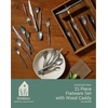 image:imageBloomhouse  Two Time Oprahs Favorite Things Winner  20 Piece Stone Washed Flatware 1810 Stainless Steel Silverware Cutlery Utensil Set With Acacia Wood Caddy  Service for 4Stainless Steel