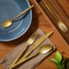 image:imageBloomhouse  Two Time Oprahs Favorite Things Winner  20 Piece Stone Washed Flatware 1810 Stainless Steel Silverware Cutlery Utensil Set With Acacia Wood Caddy  Service for 4Gold