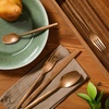 image:imageBloomhouse  Two Time Oprahs Favorite Things Winner  20 Piece Stone Washed Flatware 1810 Stainless Steel Silverware Cutlery Utensil Set With Acacia Wood Caddy  Service for 4Rose Gold