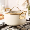 image:imageBloomhouse  Two Time Oprahs Favorite Things Winner  6 Quart Heavy Duty Aluminum Premium PFA Free Ceramic Nonstick Dutch Oven Pot with Lid  Almond Cream wGold Handle