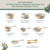 image:imageBloomhouse 15Piece Ceramic Nonstick Cookware Set Two Time Oprahs Favorite Things HeavyGauge Aluminum Pots and Pans Set PFAS amp PFOA amp PTFE Free Ceramic Cookware Oven Safe to 500F CappuccinoAlmond Cream w Gold Handle