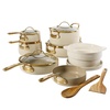 image:imageBloomhouse 15Piece Ceramic Nonstick Cookware Set Two Time Oprahs Favorite Things HeavyGauge Aluminum Pots and Pans Set PFAS amp PFOA amp PTFE Free Ceramic Cookware Oven Safe to 500F CappuccinoAlmond Cream w Gold Handle