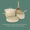 image:imageBloomhouse 15Piece Ceramic Nonstick Cookware Set Two Time Oprahs Favorite Things HeavyGauge Aluminum Pots and Pans Set PFAS amp PFOA amp PTFE Free Ceramic Cookware Oven Safe to 500F CappuccinoAlmond Cream w Gold Handle
