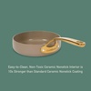 image:imageBloomhouse 15Piece Ceramic Nonstick Cookware Set Two Time Oprahs Favorite Things HeavyGauge Aluminum Pots and Pans Set PFAS amp PFOA amp PTFE Free Ceramic Cookware Oven Safe to 500F CappuccinoCappuccino Cream w Gold Handle