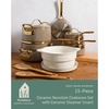 image:imageBloomhouse 15Piece Ceramic Nonstick Cookware Set Two Time Oprahs Favorite Things HeavyGauge Aluminum Pots and Pans Set PFAS amp PFOA amp PTFE Free Ceramic Cookware Oven Safe to 500F CappuccinoCappuccino Cream w Gold Handle