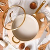 image:imageBloomhouse 15Piece Ceramic Nonstick Cookware Set Two Time Oprahs Favorite Things HeavyGauge Aluminum Pots and Pans Set PFAS amp PFOA amp PTFE Free Ceramic Cookware Oven Safe to 500F CappuccinoAlmond Cream w Gold Handle