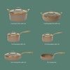image:imageBloomhouse 15Piece Ceramic Nonstick Cookware Set Two Time Oprahs Favorite Things HeavyGauge Aluminum Pots and Pans Set PFAS amp PFOA amp PTFE Free Ceramic Cookware Oven Safe to 500F CappuccinoCappuccino Cream w Gold Handle