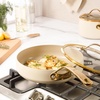 image:imageBloomhouse 15Piece Ceramic Nonstick Cookware Set Two Time Oprahs Favorite Things HeavyGauge Aluminum Pots and Pans Set PFAS amp PFOA amp PTFE Free Ceramic Cookware Oven Safe to 500F CappuccinoAlmond Cream w Gold Handle