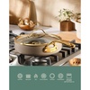 image:imageBloomhouse 15Piece Ceramic Nonstick Cookware Set Two Time Oprahs Favorite Things HeavyGauge Aluminum Pots and Pans Set PFAS amp PFOA amp PTFE Free Ceramic Cookware Oven Safe to 500F CappuccinoCappuccino Cream w Gold Handle