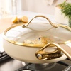 image:imageBloomhouse 15Piece Ceramic Nonstick Cookware Set Two Time Oprahs Favorite Things HeavyGauge Aluminum Pots and Pans Set PFAS amp PFOA amp PTFE Free Ceramic Cookware Oven Safe to 500F CappuccinoAlmond Cream w Gold Handle