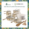 image:imageBloomhouse 15Piece Ceramic Nonstick Cookware Set Two Time Oprahs Favorite Things HeavyGauge Aluminum Pots and Pans Set PFAS amp PFOA amp PTFE Free Ceramic Cookware Oven Safe to 500F CappuccinoAlmond Cream w Gold Handle