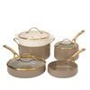 image:imageBloomhouse 15Piece Ceramic Nonstick Cookware Set Two Time Oprahs Favorite Things HeavyGauge Aluminum Pots and Pans Set PFAS amp PFOA amp PTFE Free Ceramic Cookware Oven Safe to 500F CappuccinoCappuccino Cream w Gold Handle