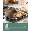 image:imageBloomhouse 15Piece Ceramic Nonstick Cookware Set Two Time Oprahs Favorite Things HeavyGauge Aluminum Pots and Pans Set PFAS amp PFOA amp PTFE Free Ceramic Cookware Oven Safe to 500F CappuccinoCappuccino Cream w Gold Handle