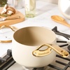 image:imageBloomhouse 15Piece Ceramic Nonstick Cookware Set Two Time Oprahs Favorite Things HeavyGauge Aluminum Pots and Pans Set PFAS amp PFOA amp PTFE Free Ceramic Cookware Oven Safe to 500F CappuccinoAlmond Cream w Gold Handle