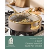 image:imageBloomhouse 15Piece Ceramic Nonstick Cookware Set Two Time Oprahs Favorite Things HeavyGauge Aluminum Pots and Pans Set PFAS amp PFOA amp PTFE Free Ceramic Cookware Oven Safe to 500F CappuccinoCappuccino Cream w Gold Handle