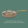 image:imageBloomhouse 15Piece Ceramic Nonstick Cookware Set Two Time Oprahs Favorite Things HeavyGauge Aluminum Pots and Pans Set PFAS amp PFOA amp PTFE Free Ceramic Cookware Oven Safe to 500F CappuccinoCappuccino Cream w Gold Handle