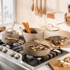 image:imageBloomhouse 15Piece Ceramic Nonstick Cookware Set Two Time Oprahs Favorite Things HeavyGauge Aluminum Pots and Pans Set PFAS amp PFOA amp PTFE Free Ceramic Cookware Oven Safe to 500F CappuccinoCappuccino Cream w Gold Handle