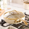 image:imageBloomhouse 15Piece Ceramic Nonstick Cookware Set Two Time Oprahs Favorite Things HeavyGauge Aluminum Pots and Pans Set PFAS amp PFOA amp PTFE Free Ceramic Cookware Oven Safe to 500F CappuccinoAlmond Cream w Gold Handle