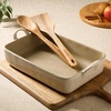 image:imageBloomhouse 3Piece 48Quart 9 X 13 Ceramic Bakeware Set with Olive Wood Tools  LinenTaupe Baking Dish with Handles Oven Safe Durable Stoneware for Casseroles Roasting amp Serving