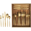 image:imageBloomhouse  Two Time Oprahs Favorite Things Winner  20 Piece Stone Washed Flatware 1810 Stainless Steel Silverware Cutlery Utensil Set With Acacia Wood Caddy  Service for 4Gold