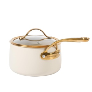 image:imageBloomhouse 15Piece Ceramic Nonstick Cookware Set Two Time Oprahs Favorite Things HeavyGauge Aluminum Pots and Pans Set PFAS amp PFOA amp PTFE Free Ceramic Cookware Oven Safe to 500F CappuccinoAlmond Cream w Gold Handle