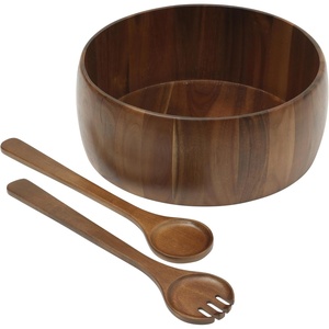 image:imageGibson Home Laurelton 3Piece Acacia Wood Salad Serving Bowl Set  Large 13Inch Bowl with 2 Serving ToolsLaurelton
