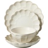 image:imageBloomhouse  2 Time Oprahs Favorite Things  Yuelu Bloom Dinnerware Set  Scallop Embossed 16 Piece Service for 4 Plates and Bowls Set  Jasmine WhiteJasmine White 16pc Dinnerware