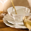 image:imageBloomhouse  2 Time Oprahs Favorite Things  Yuelu Bloom Dinnerware Set  Scallop Embossed 16 Piece Service for 4 Plates and Bowls Set  Jasmine WhiteJasmine White 16pc Dinnerware