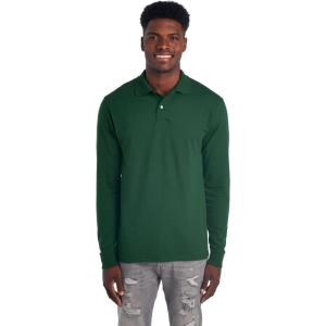 imageJerzees Mens Long Sleeve Polo Shirts SpotShield Stain Resistant Sizes S2XForest Green