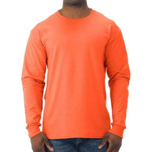 imageJerzees Mens DriPower Cotton Blend Long Sleeve Tees Moisture Wicking Odor Protection UPF 30 Sizes S3xSafety Orange