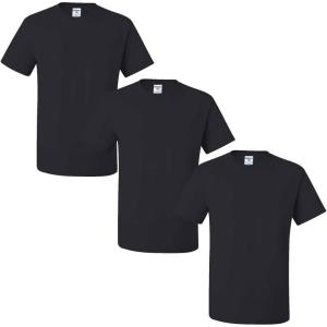 imageJerzees Mens DriPower Short Sleeve TShirt PocketNo Pocket  3 Pack  Black