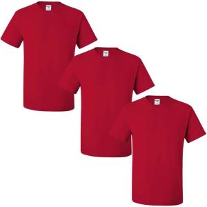 imageJerzees Mens DriPower Short Sleeve TShirt PocketNo Pocket  3 Pack  Red