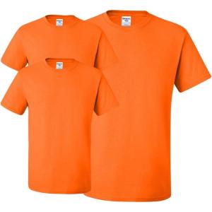 imageJerzees Mens DriPower Short Sleeve TShirt PocketNo Pocket  3 Pack  Safety Orange