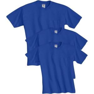 imageJerzees Mens DriPower Short Sleeve TShirt PocketPocket  3 Pack  Royal