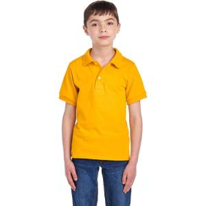 image:imageJerzees Boys Youth Short Sleeve Polo Shirts Cotton Blend Two Button Closure Regular Fit Sizes SXLGold