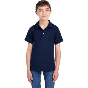 image:imageJerzees Boys Youth Short Sleeve Polo Shirts Cotton Blend Two Button Closure Regular Fit Sizes SXLJnavy