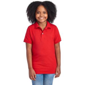 image:imageJerzees Boys Youth Short Sleeve Polo Shirts Cotton Blend Two Button Closure Regular Fit Sizes SXLTrue Red
