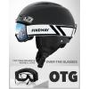 imageFindway Ski Helmet Set Snowboard Helmet with Goggles for Adults Shockproof Safety Durable ABS Shell and Protective EPS Foam Inner Shell Snow Sports Helmet and Glasses for Men Women YouthBlack