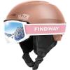 imageFindway Ski Helmet Set Snowboard Helmet with Goggles for Adults Shockproof Safety Durable ABS Shell and Protective EPS Foam Inner Shell Snow Sports Helmet and Glasses for Men Women YouthRose Gold