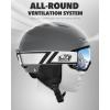 imageFindway Ski Helmet Set Snowboard Helmet with Goggles for Adults Shockproof Safety Durable ABS Shell and Protective EPS Foam Inner Shell Snow Sports Helmet and Glasses for Men Women YouthTGray