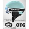 imageFindway Ski Helmet Set Snowboard Helmet with Goggles for Adults Shockproof Safety Durable ABS Shell and Protective EPS Foam Inner Shell Snow Sports Helmet and Glasses for Men Women YouthTeal