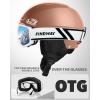 imageFindway Ski Helmet Set Snowboard Helmet with Goggles for Adults Shockproof Safety Durable ABS Shell and Protective EPS Foam Inner Shell Snow Sports Helmet and Glasses for Men Women YouthRose Gold