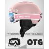 imageFindway Ski Helmet Set Snowboard Helmet with Goggles for Adults Shockproof Safety Durable ABS Shell and Protective EPS Foam Inner Shell Snow Sports Helmet and Glasses for Men Women YouthPink