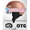 imageFindway Ski Helmet Set Snowboard Helmet with Goggles for Adults Shockproof Safety Durable ABS Shell and Protective EPS Foam Inner Shell Snow Sports Helmet and Glasses for Men Women YouthRose Gold